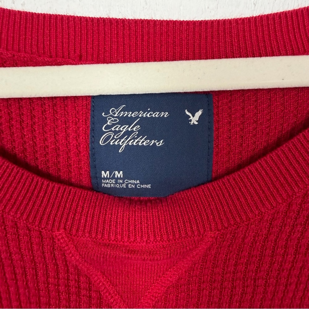 American Eagle Waffle Thermal Top Red Y2K 2010 Bella Swan Elena Gilbert M‎ - Picture 11 of 15